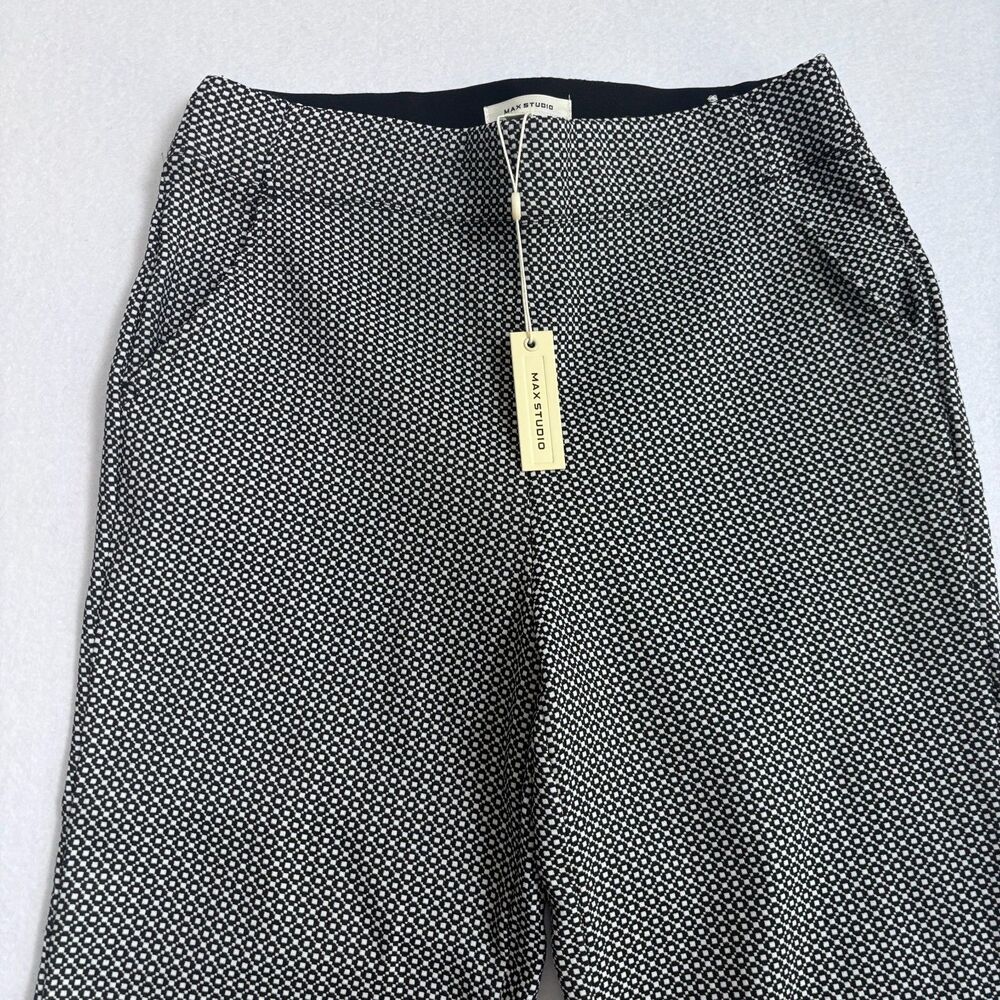 Max Studio Pull On Ankle Dress Pants Women's M Black White Retro Mod Comfort NWT - Picture 2 of 8